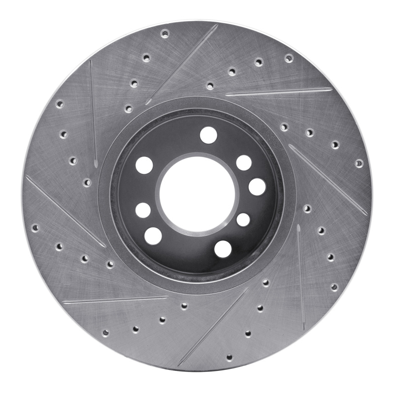 BMW X5 Brake Rotor (1) - Front Right - R1 Concepts - Drilled & Slotted - Silver - `00-`06